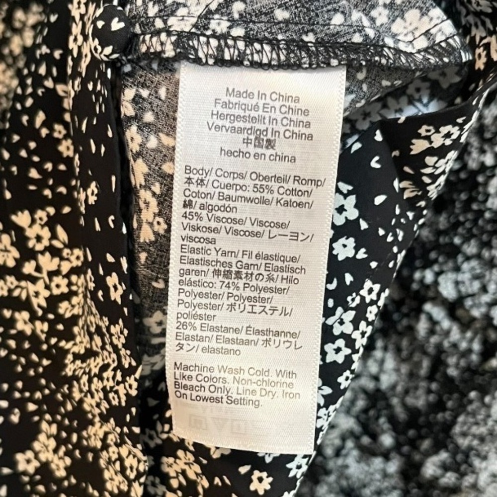 Madewell Smocked Crewneck Mini Dress in‎ Floral Black White Size 14 NWT NU575 - Picture 9 of 10